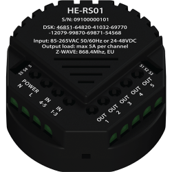 HE-RS01 Hjbelastningskontakt + varmetermostat, Z-Wave Plus v2 700-serien, 16A, NTC inkluderet